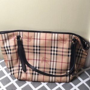 Burberry Haymarket Black Strap Tote